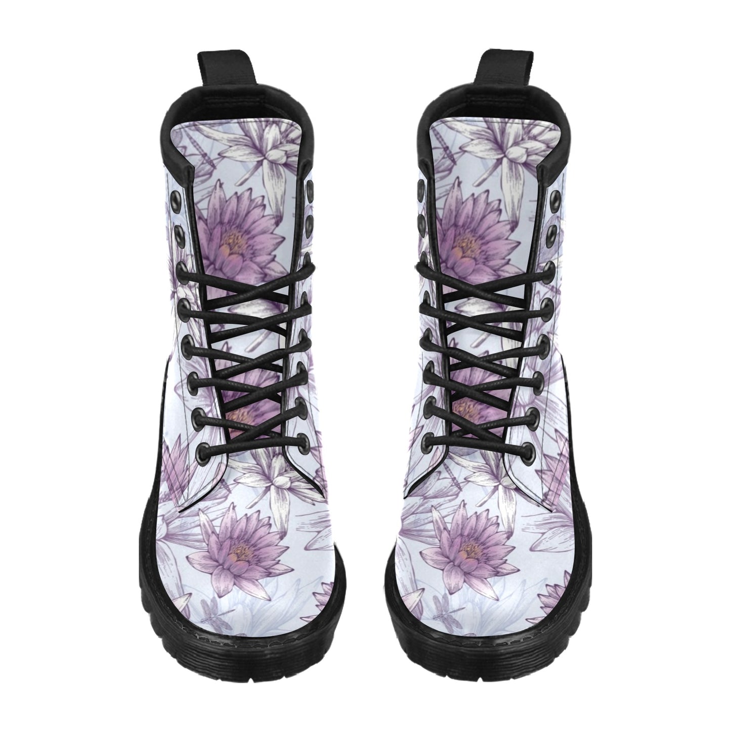 Water Lily Pattern Print Design WL01 Women's Boots