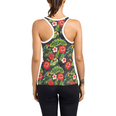 Hibiscus Red With Parrotprint Design LKS303 Women's Racerback Tank Top