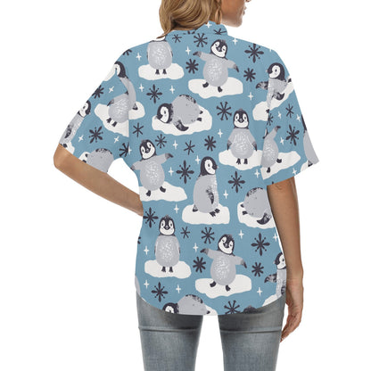 Penguin Pattern Print Design A05 Women's Hawaiian Shirt