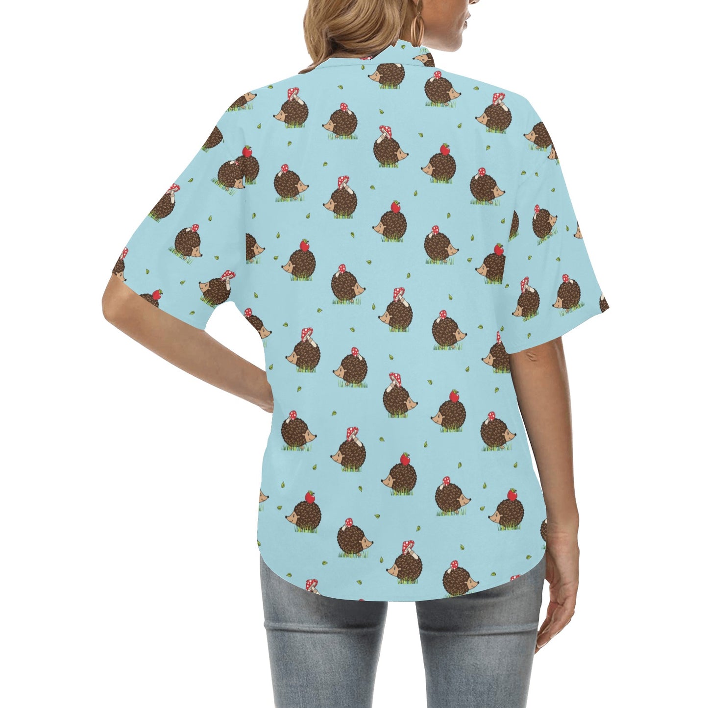 Hedgehog Print Design LKS402 Women's Hawaiian Shirt