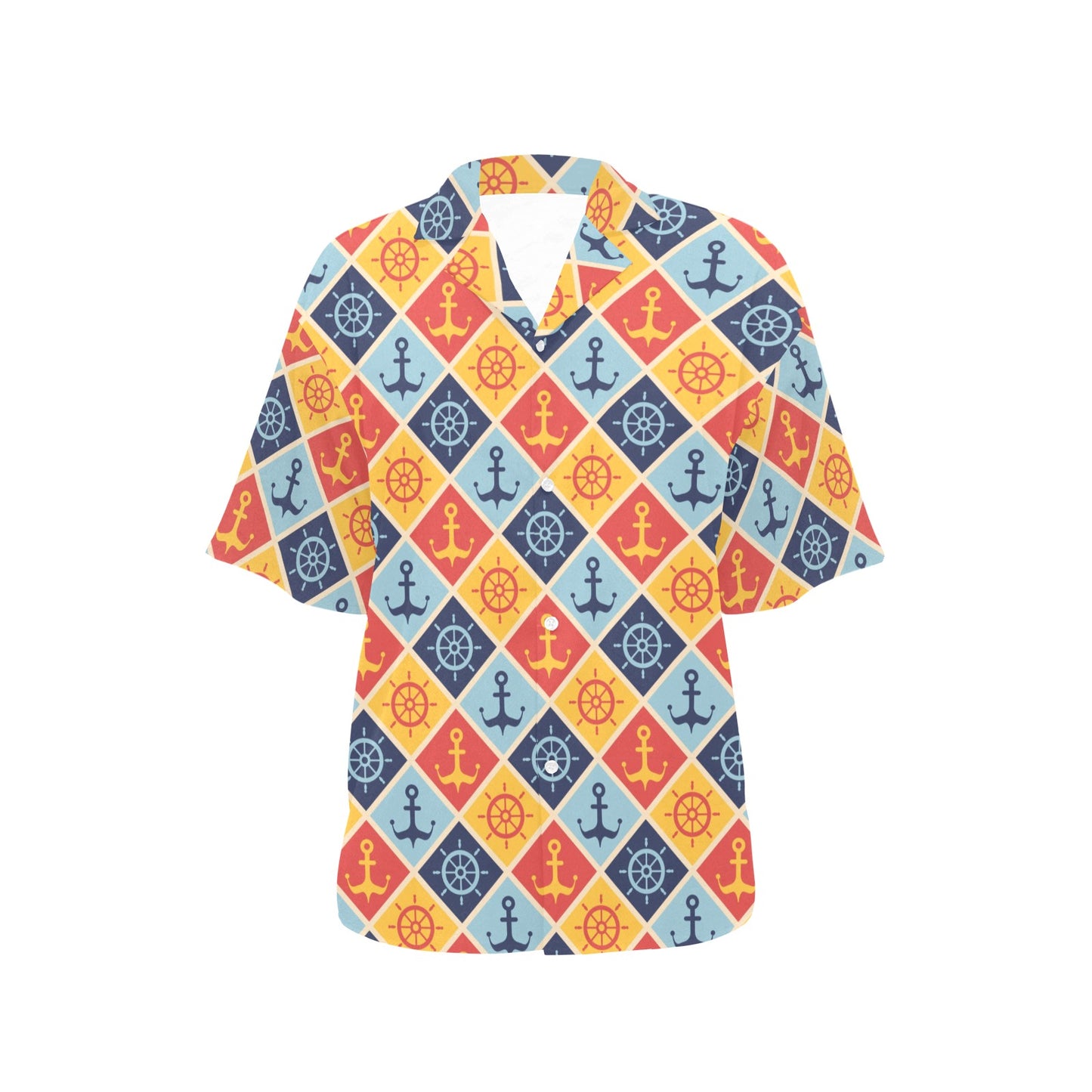 Nautical Pattern Design Themed Print Women's Hawaiian Shirt