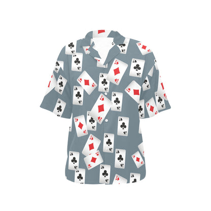 Poker Cards Pattern Print Design A05 Women's Hawaiian Shirt