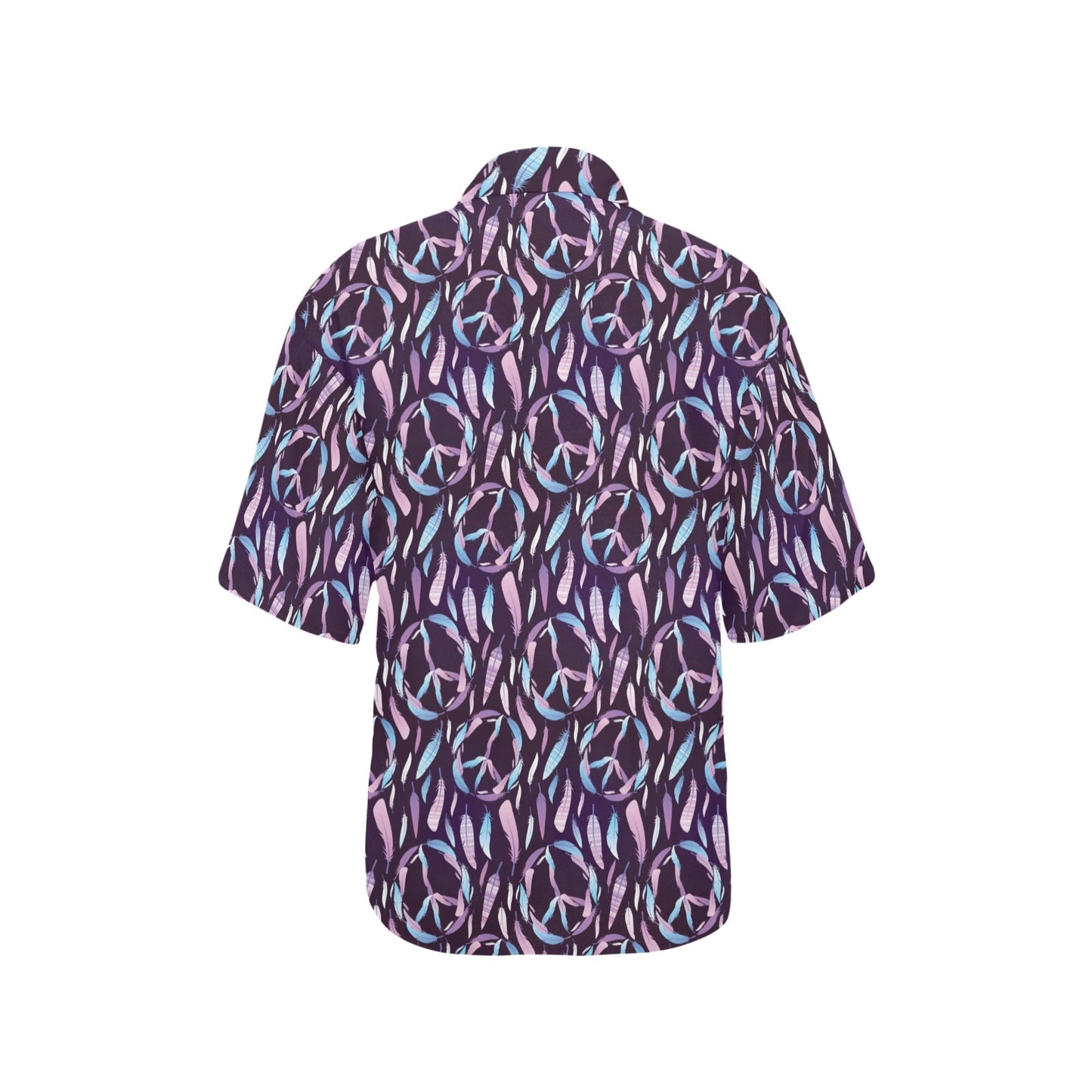 Peace Sign Feather Design Print Women's Hawaiian Shirt