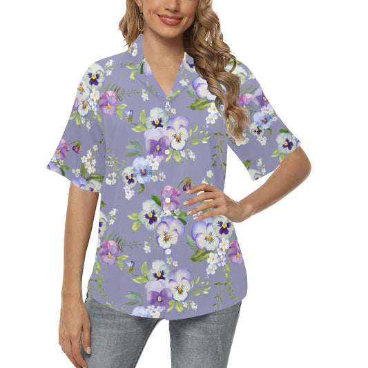 Pansy Pattern Print Design PS05 Women's Hawaiian Shirt