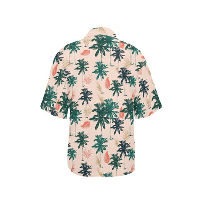 Palm Tree Pattern Print Design PT014 Women's Hawaiian Shirt