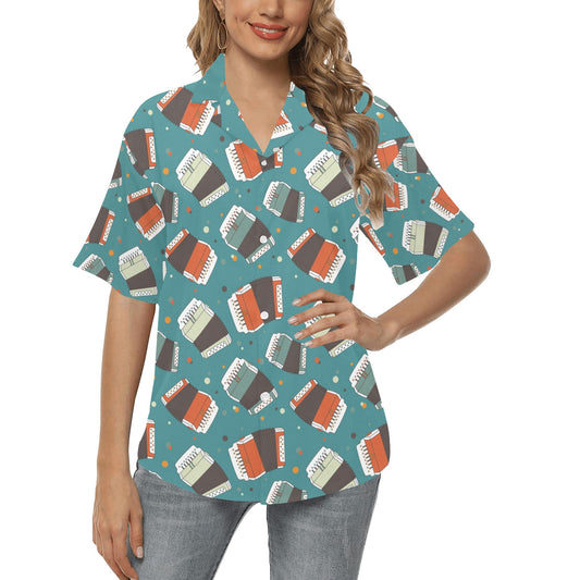 Accordion Pattern Print Design 02 Women's Hawaiian Shirt
