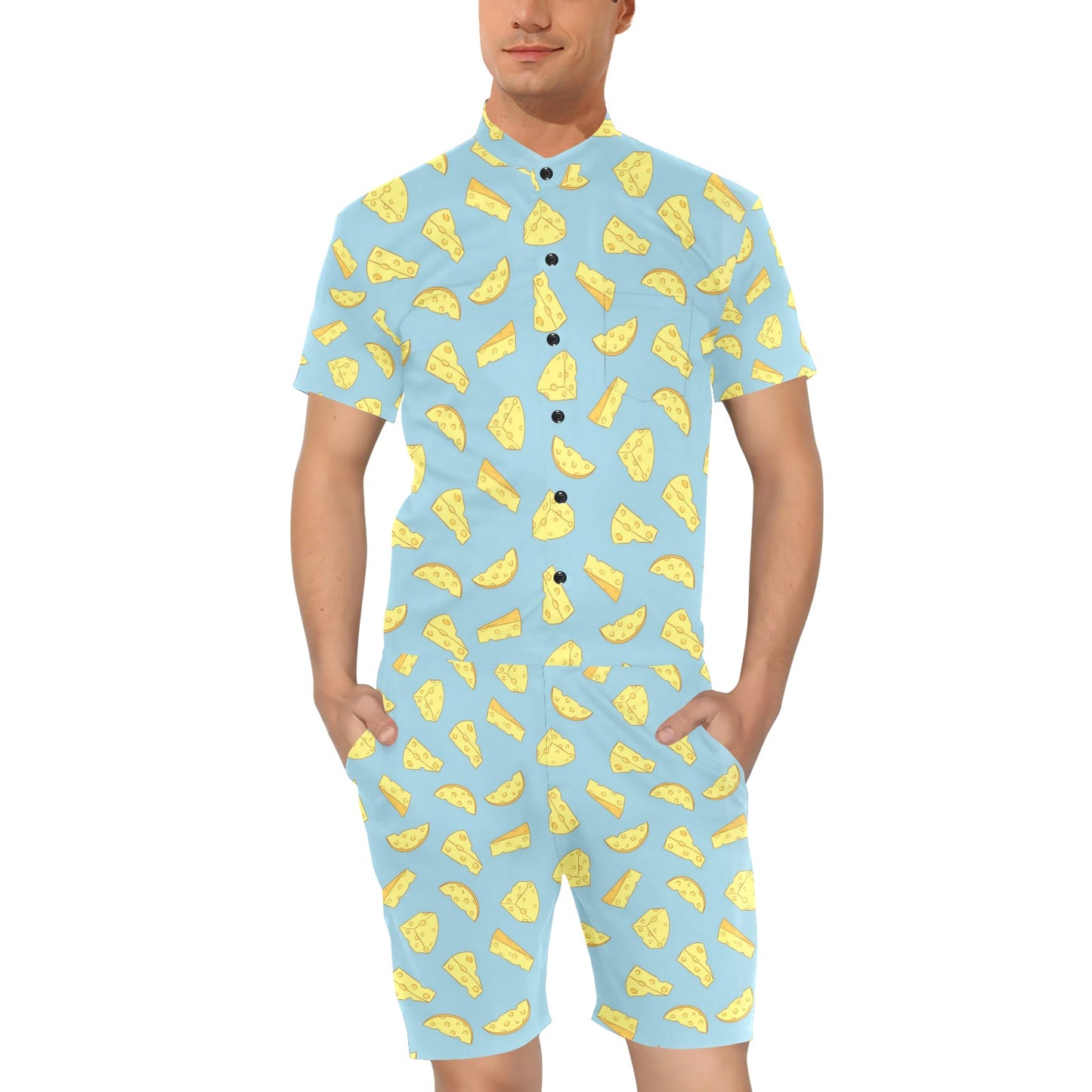 Cheese Pattern Print Design 04 Men's Romper