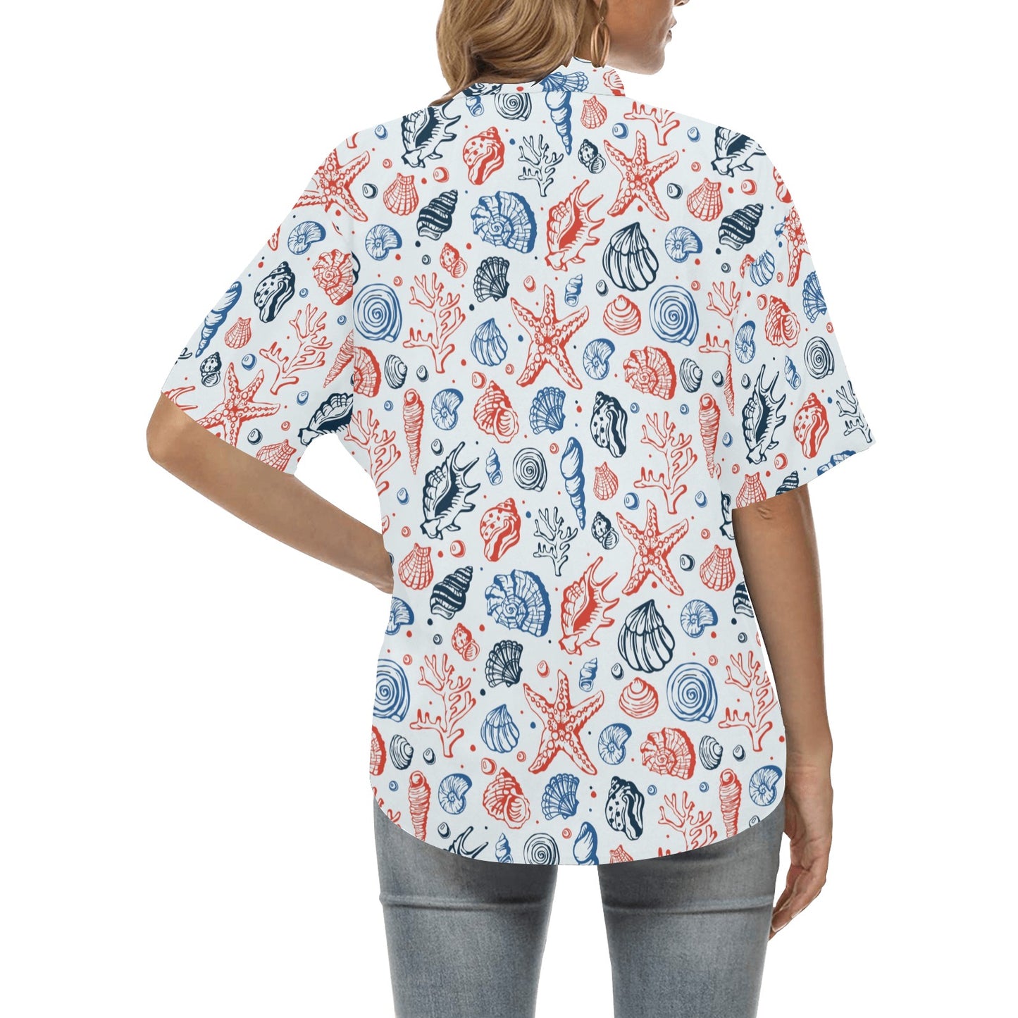 Seashell Print Design LKS307 Women's Hawaiian Shirt