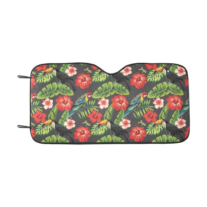 Hibiscus Red With Parrotprint Design LKS303 Car front Windshield Sun Shade