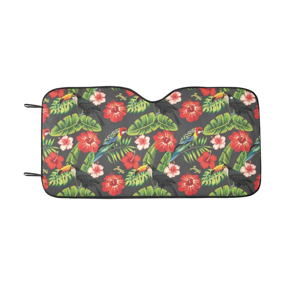 Hibiscus Red With Parrotprint Design LKS303 Car front Windshield Sun Shade