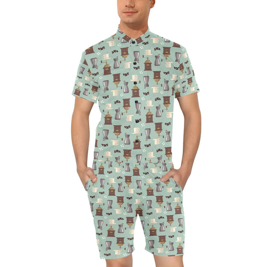 Coffee Pattern Print Design 04 Men's Romper