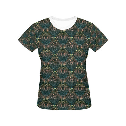 Sun Moon Print Design LKS307 Women's  T-shirt