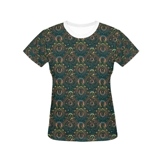 Sun Moon Print Design LKS307 Women's  T-shirt