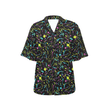 Splatter Multicolor Print Design LKS302 Women's Hawaiian Shirt