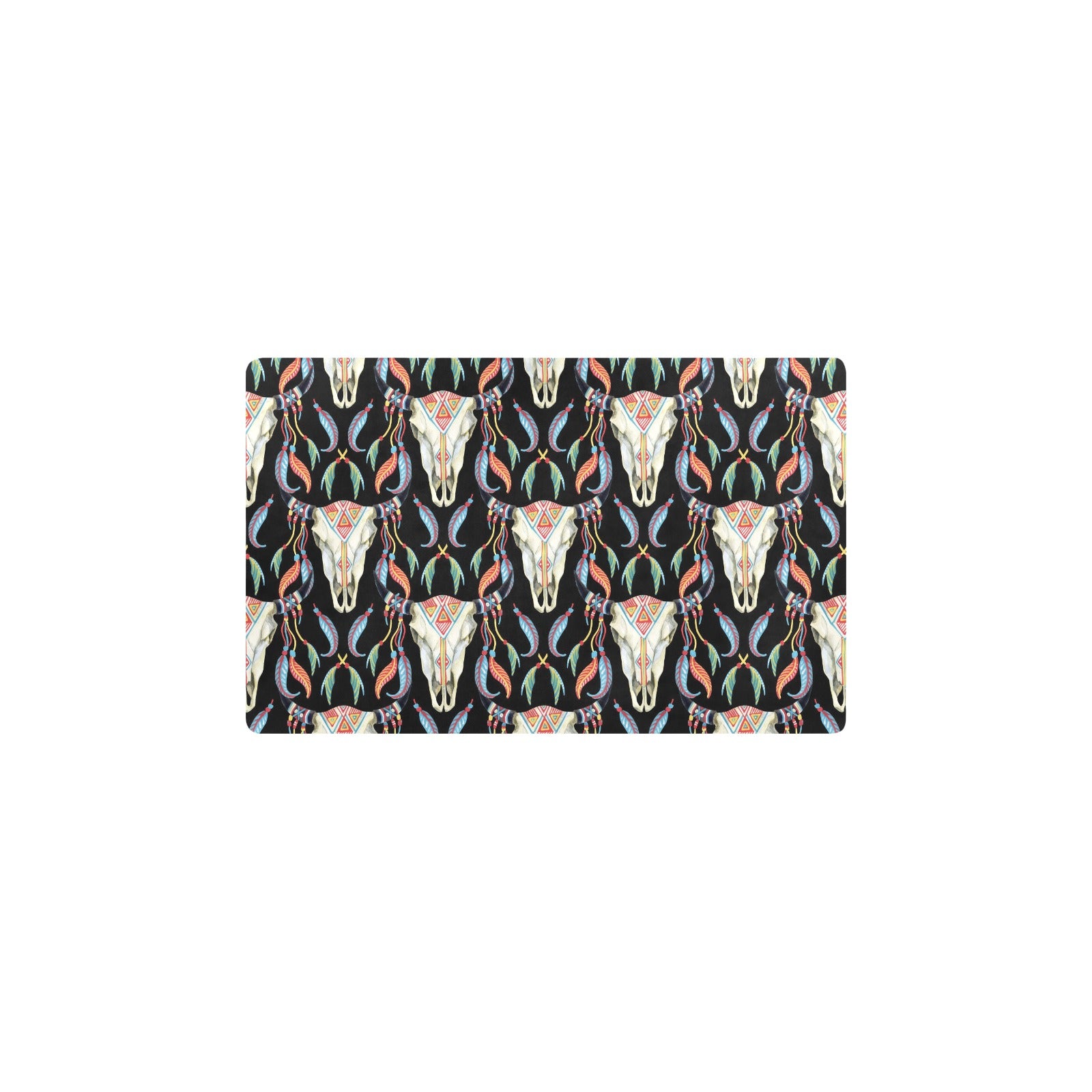 Buffalo Head Boho Style Pattern Print Design 01 Kitchen Mat