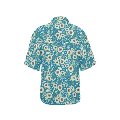 Anemone Pattern Print Design 01 Women's Hawaiian Shirt