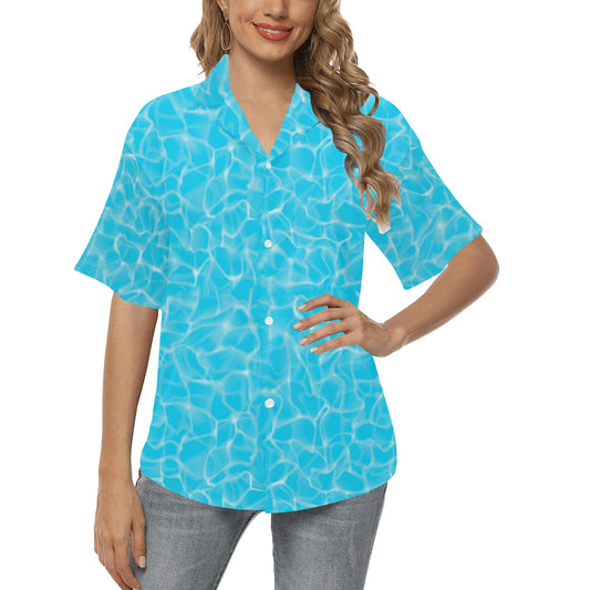 Swimming Pool Texture Print Design LKS301 Women's Hawaiian Shirt