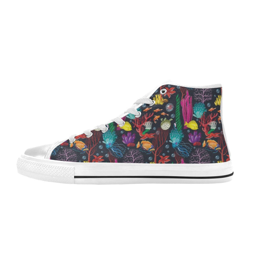 Underwater Cute Print Design LKS303 High Top Women's White Shoes