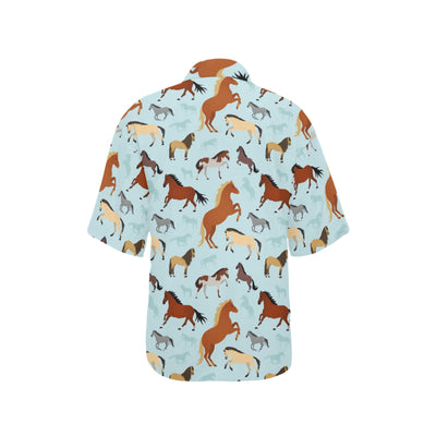 Horse Cute Themed Pattern Print Women's Hawaiian Shirt