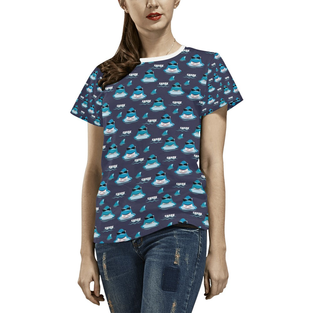 Shark Print Design LKS309 Women's  T-shirt