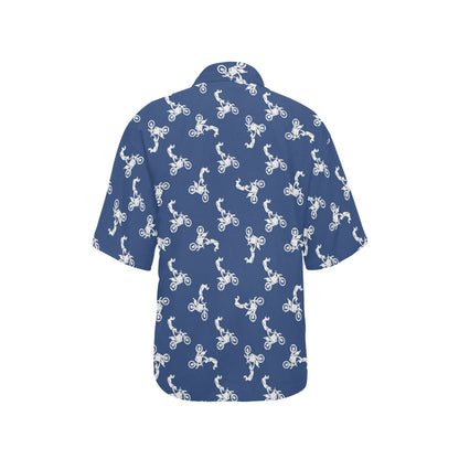 Motocross Pattern Print Design 01 Women's Hawaiian Shirt