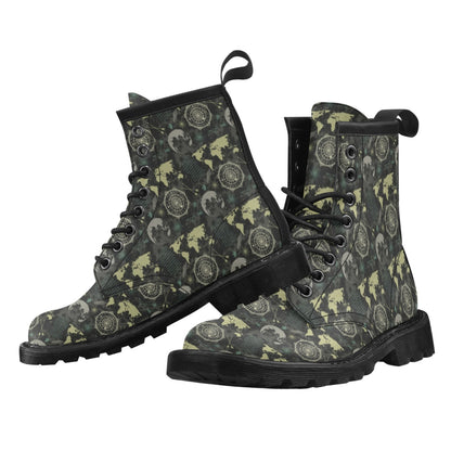 World Map Print Design LKS303 Women's Boots