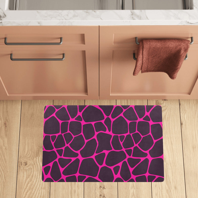 Giraffe Pink Background Texture Print Kitchen Mat