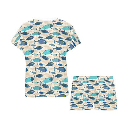 Tuna Fish Print Design LKS302 Women's Short Pajama Set