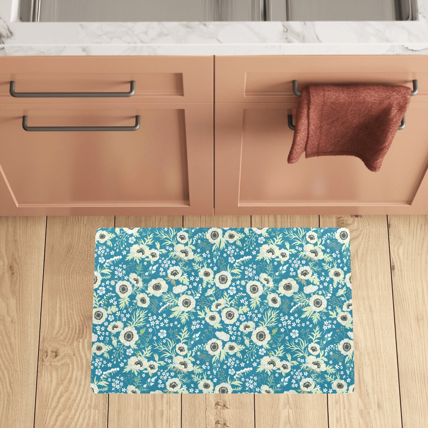 Anemone Pattern Print Design 01 Kitchen Mat