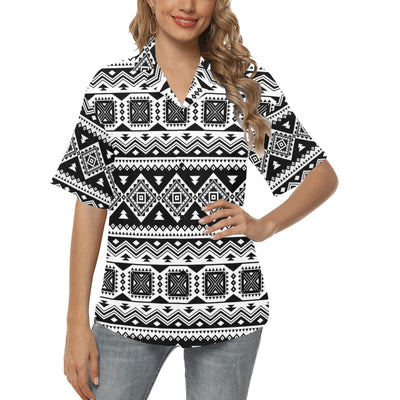 Aztec Pattern Print Design 08 Women's Hawaiian Shirt