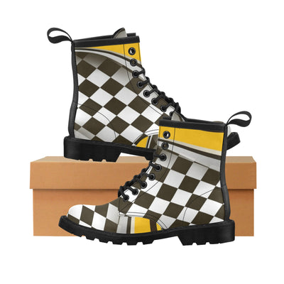 Checkered Flag Racing Style Women's Boots