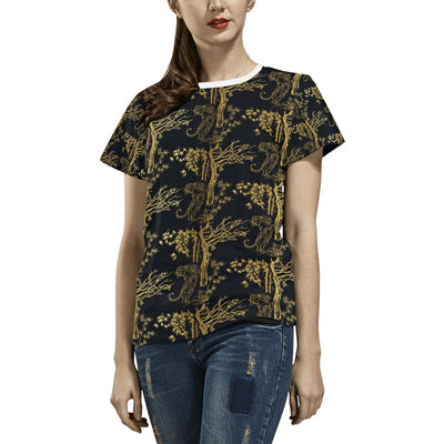 Tiger Gold Print Design LKS307 Women's  T-shirt