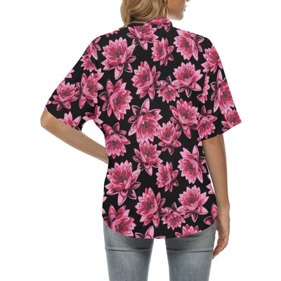 Lotus Pattern Print Design 03 Women's Hawaiian Shirt