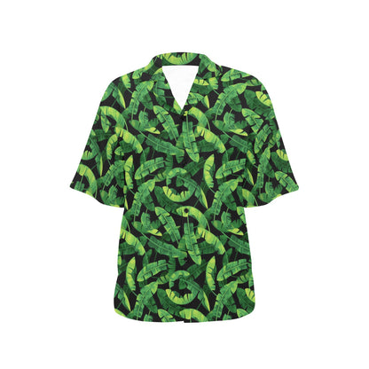 Banana Leaf Pattern Print Design 02 Women's Hawaiian Shirt