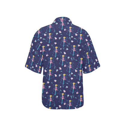 Fairy Cartoon Style Print Pattern Women's Hawaiian Shirt