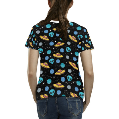 UFO Alien Print Design LKS306 Women's  T-shirt