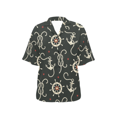 Nautical Anchor Pattern Women's Hawaiian Shirt