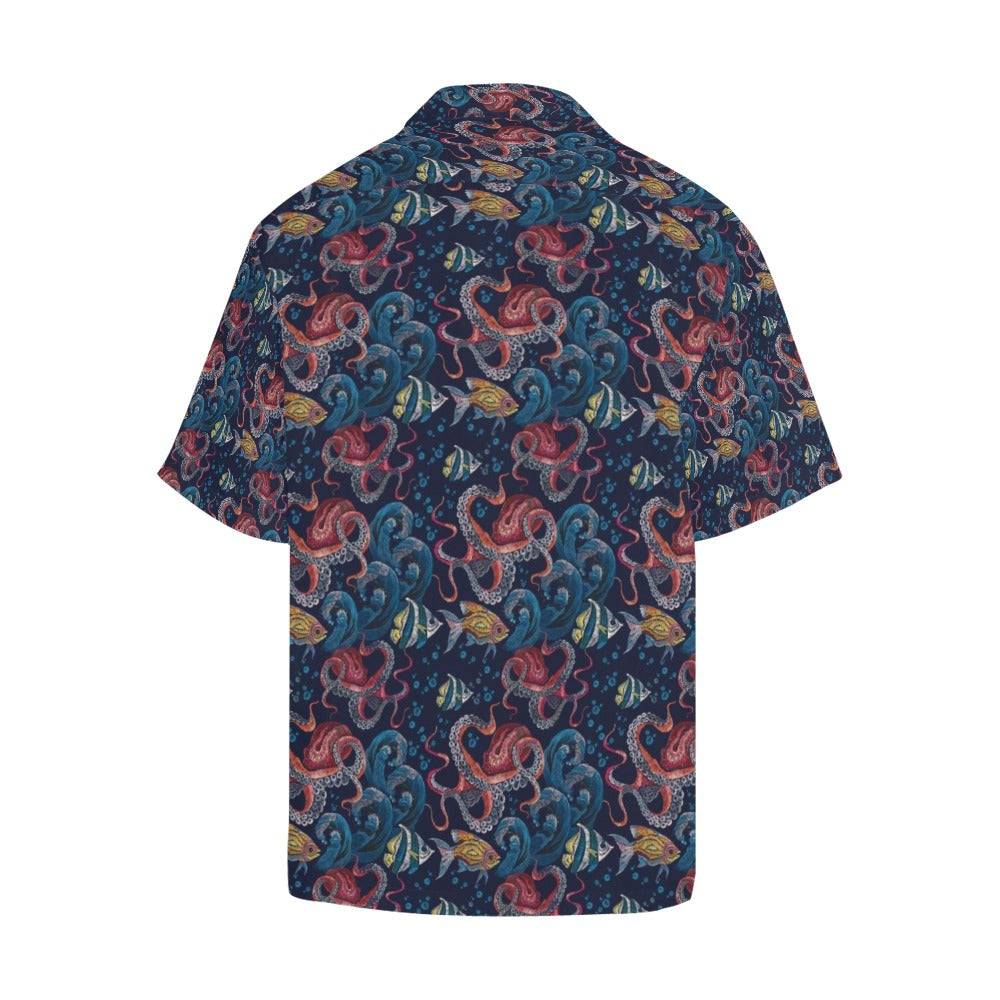 Underwater Giant Squid Print Design LKS302 Men's Hawaiian Shirt
