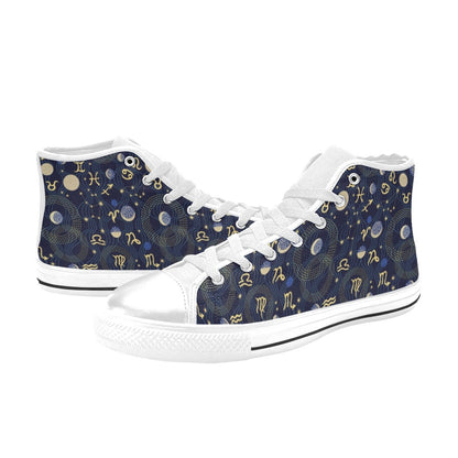 Zodiac Print Design LKS302 High Top Women's White Shoes
