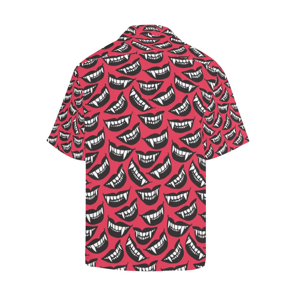 Vampire Lips Print Design LKS305 Men's Hawaiian Shirt