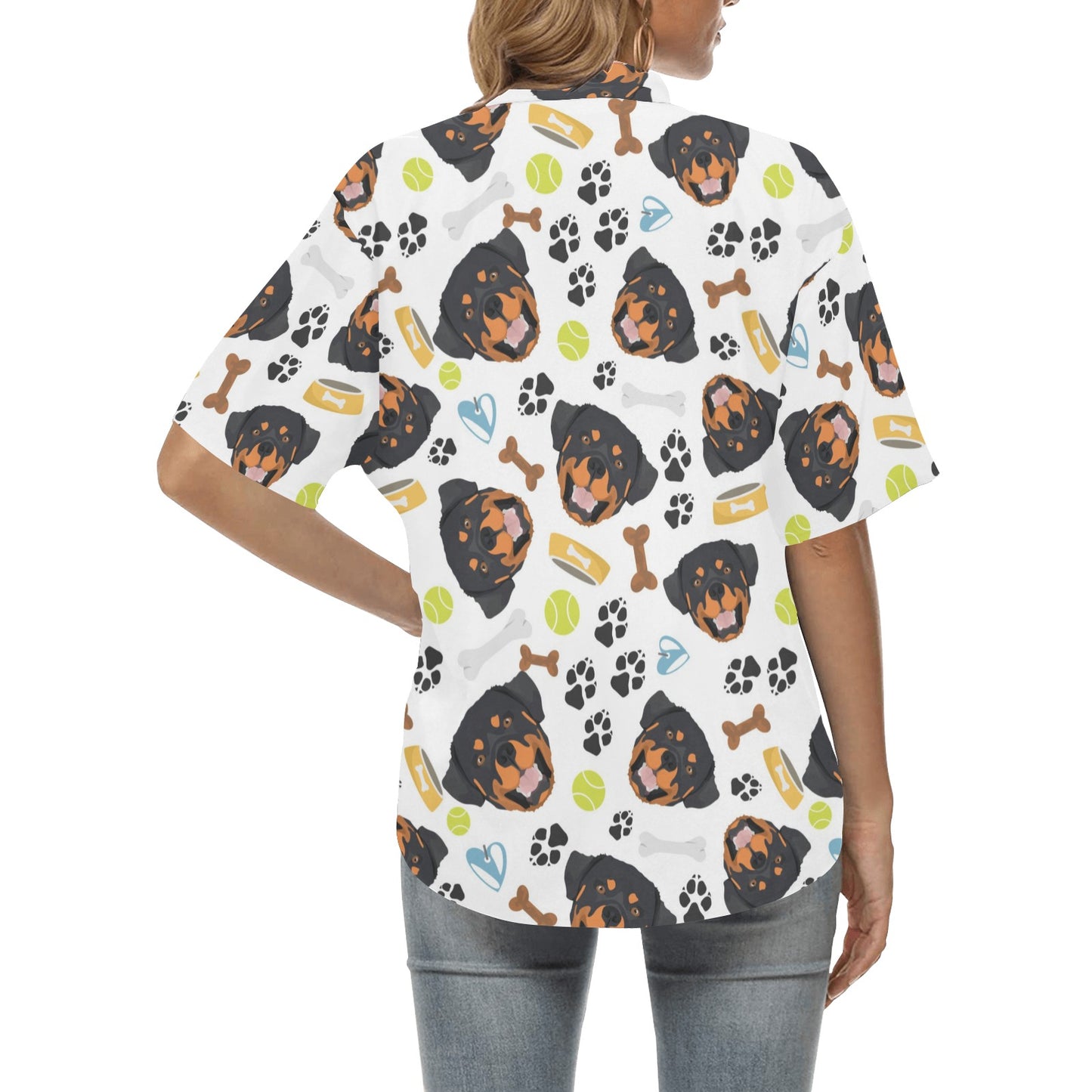 Rottweiler Pattern Print Design A04 Women's Hawaiian Shirt