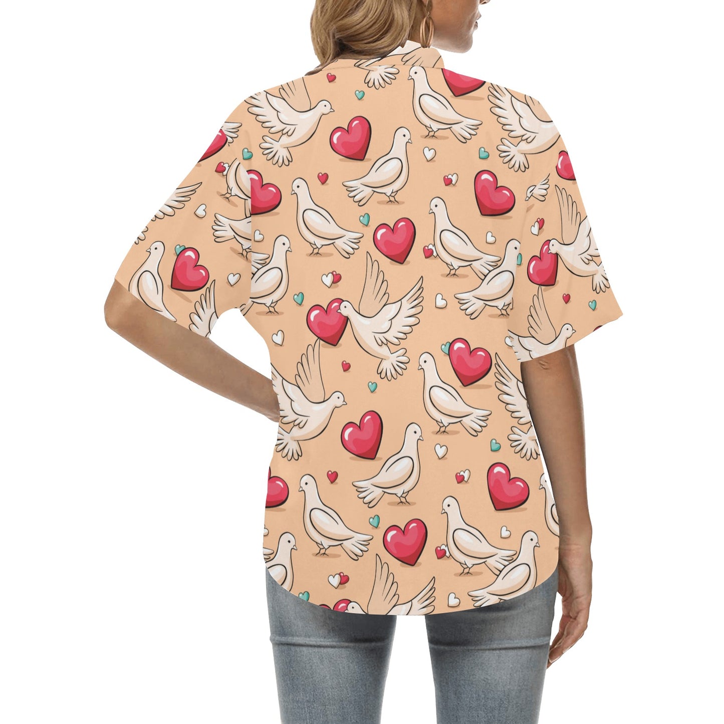 Pigeon Heart Pattern Print Design 04 Women's Hawaiian Shirt