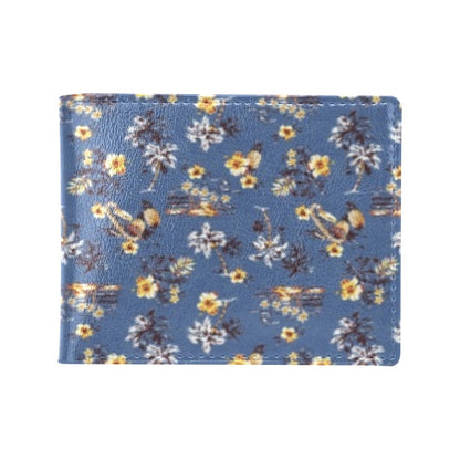 Hawaiian Flower Blue Print Men's ID Card Wallet