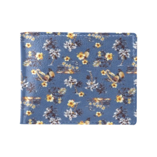 Hawaiian Flower Blue Print Men's ID Card Wallet