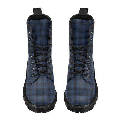 Navy Blue Tartan Plaid Pattern Women's Boots