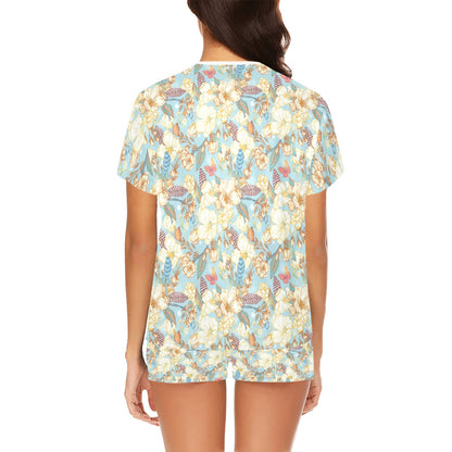 Summer Floral Print Design LKS302 Women's Short Pajama Set