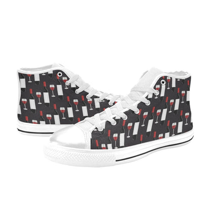 Wine Print Design LKS309 High Top Women's White Shoes