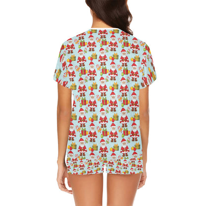 Santa Christmas Themed Print Design LKS303 Women's Short Pajama Set