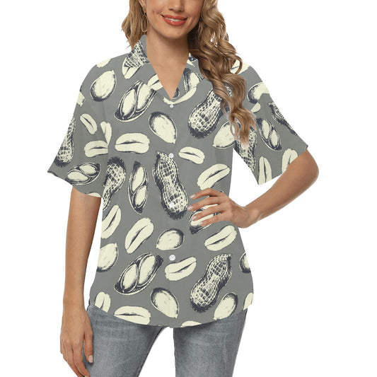 Peanut Pattern Print Design A01 Women's Hawaiian Shirt