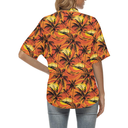 Palm Tree Pattern Print Design A02 Women's Hawaiian Shirt